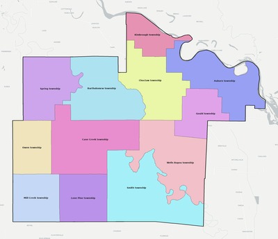 Lincoln County AR townships and subdivisions map