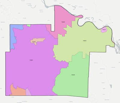 Lincoln County AR ZIP code boundaries map