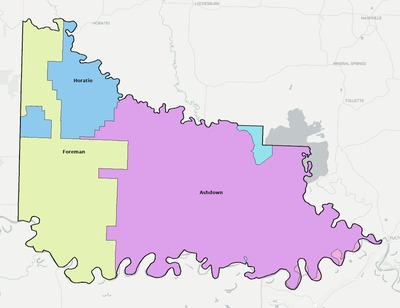 Little River County AR school district boundaries map