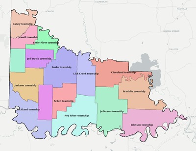 Little River County AR townships and subdivisions map