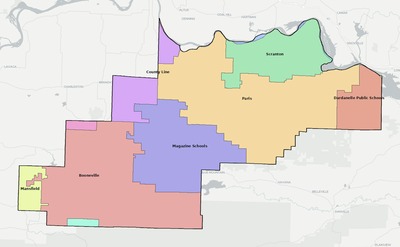 Logan County AR school district boundaries map