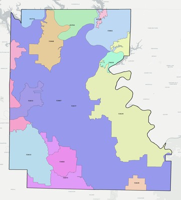 Marion County AR ZIP code boundaries map