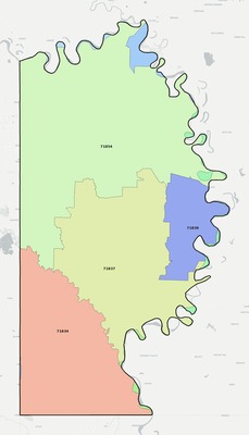 Miller County AR ZIP code boundaries map