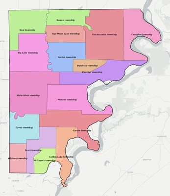Mississippi County AR townships and subdivisions map