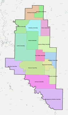 Monroe County AR townships and subdivisions map