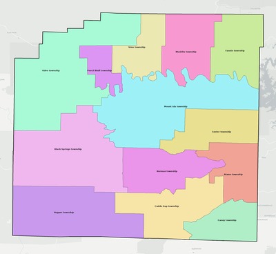 Montgomery County AR townships and subdivisions map