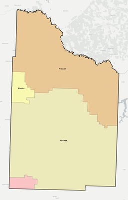 Nevada County AR school district boundaries map