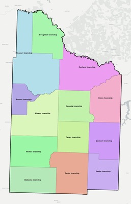 Nevada County AR townships and subdivisions map