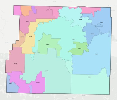Newton County AR ZIP code boundaries map