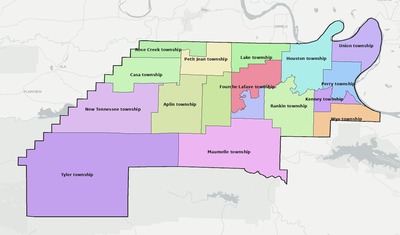 Perry County AR townships and subdivisions map