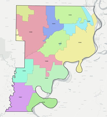 Phillips County AR ZIP code boundaries map