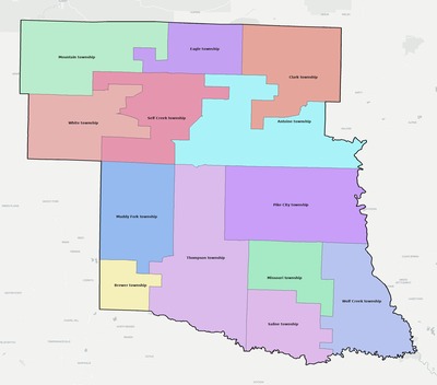 Pike County AR townships and subdivisions map