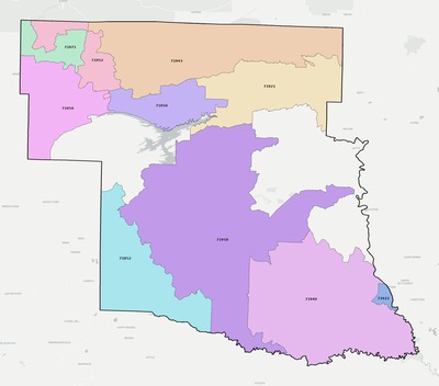 Pike County AR ZIP code boundaries map