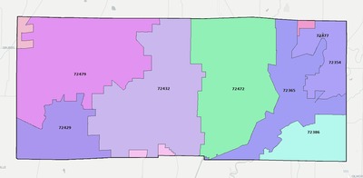 Poinsett County AR ZIP code boundaries map