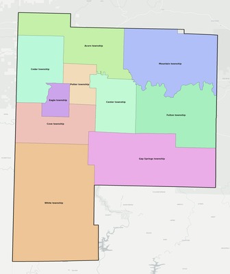 Polk County AR townships and subdivisions map