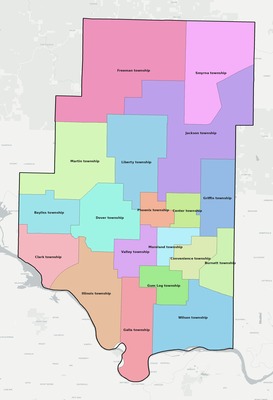 Pope County AR townships and subdivisions map