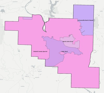 Pulaski County AR school district boundaries map