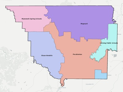 Randolph County AR school district boundaries map