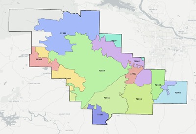 Saline County AR ZIP code boundaries map