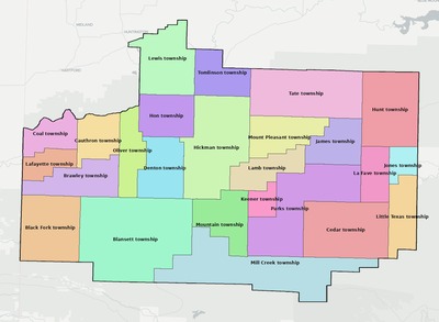 Scott County AR townships and subdivisions map