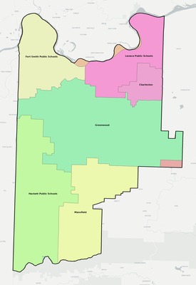 Sebastian County AR school district boundaries map