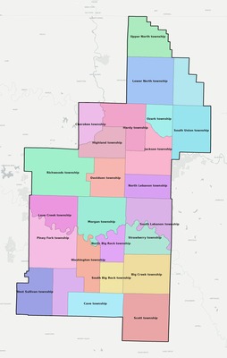 Sharp County AR townships and subdivisions map