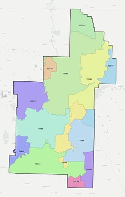 Sharp County AR ZIP code boundaries map