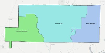 St. Francis County AR school district boundaries map