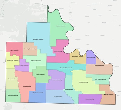 Stone County AR townships and subdivisions map