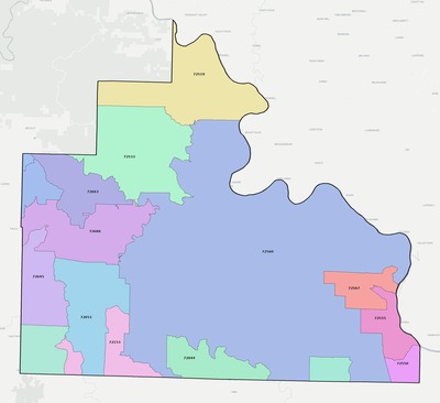 Stone County AR ZIP code boundaries map