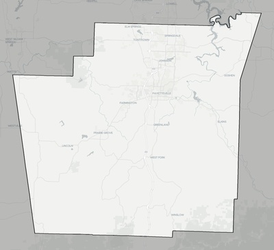 Washington County AR county basemap context