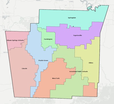 Washington County AR school district boundaries map