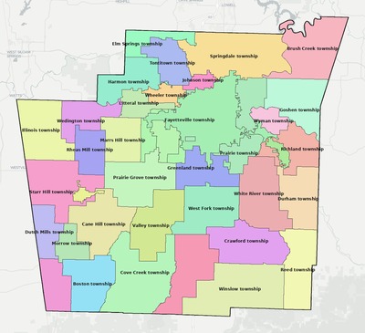 Washington County AR townships and subdivisions map