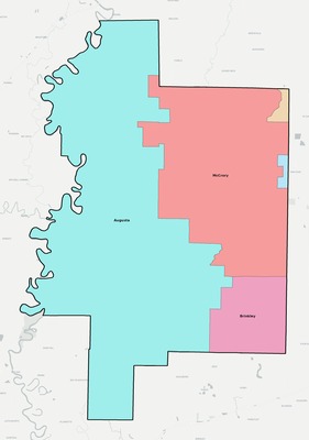 Woodruff County AR school district boundaries map