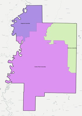 Woodruff County AR townships and subdivisions map