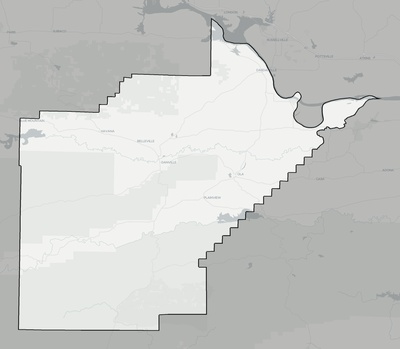 Yell County AR county basemap context