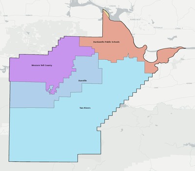 Yell County AR school district boundaries map