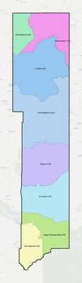 Apache County AZ townships and subdivisions map