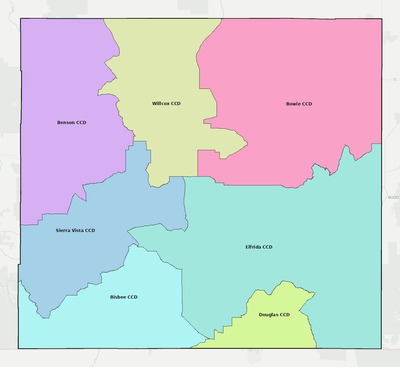 Cochise County AZ townships and subdivisions map