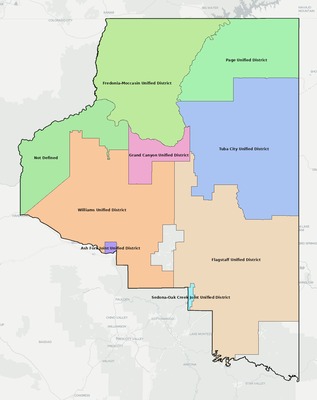 Coconino County AZ school district boundaries map