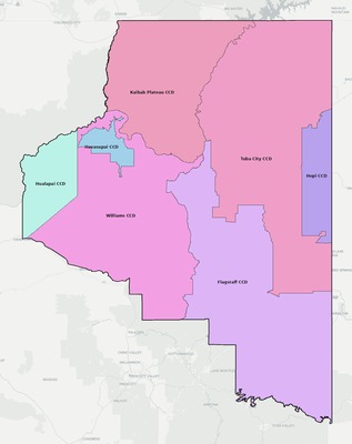 Coconino County AZ townships and subdivisions map