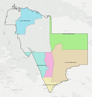 Gila County AZ school district boundaries map