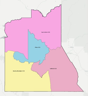 Graham County AZ townships and subdivisions map