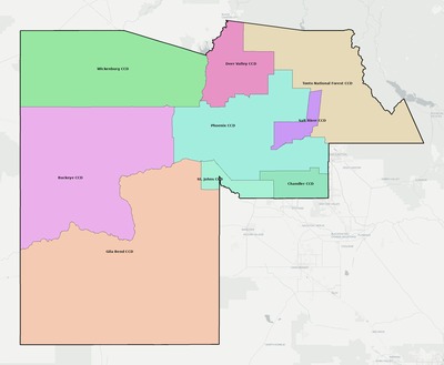 Maricopa County AZ townships and subdivisions map