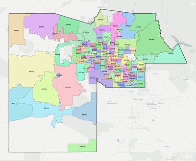 Maricopa County AZ ZIP code map preview