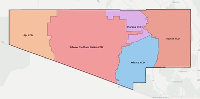 Pima County AZ townships and subdivisions map