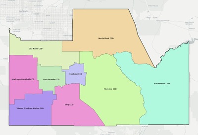 Pinal County AZ townships and subdivisions map