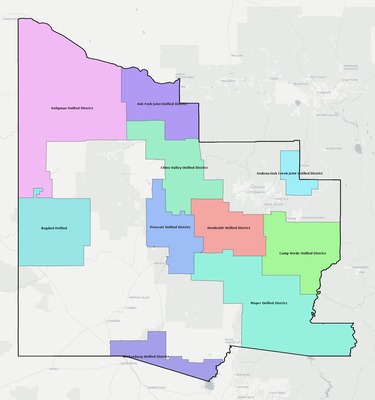 Yavapai County AZ school district boundaries map