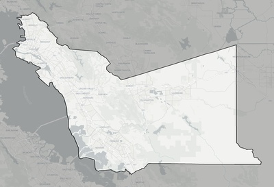Alameda County CA county basemap context