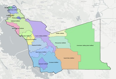 Alameda County CA school district boundaries map